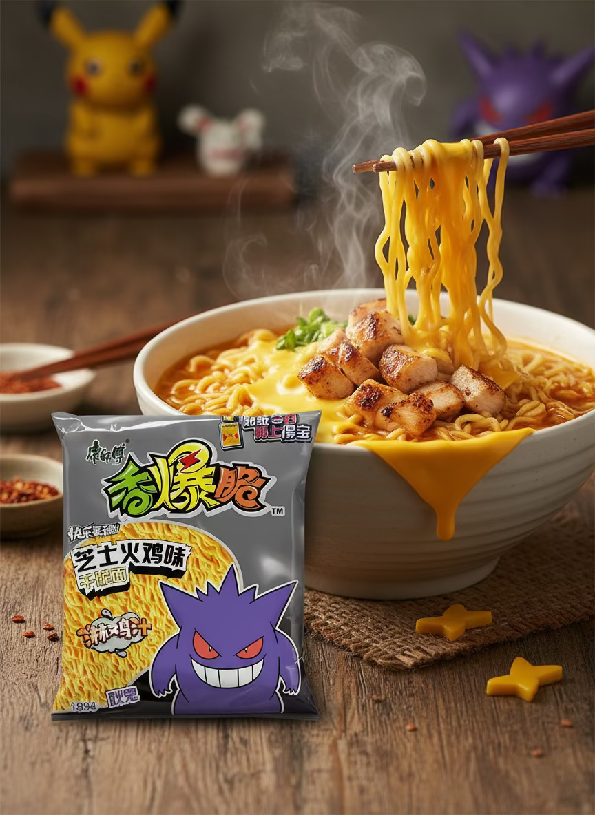 Ramen Frito Pokemon Pollo Asado Queso Gengar
